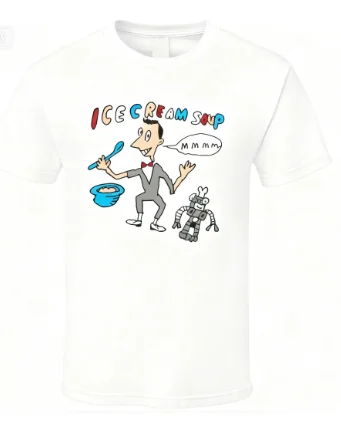 تي شيرت Pee Wee Herman and Conky Ice Cream Soup، طباعة لطيفة، نمط هاراجوكو مريح، قطن خالص بأكمام قصيرة للصيف