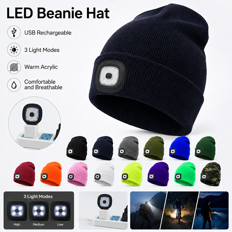 Running Gear To Keep Warm - Czapka LED z funkcją ładowania USB,