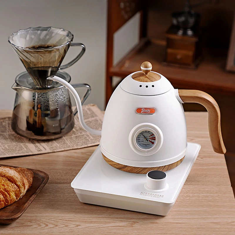 800ml ไฟฟ้ากาต้มน้ํา GOOSENECK กาแฟหม้ออุณหภูมิควบคุมกาต้มน้ํากาน้ําชาสแตนเลสพร้อมเครื่องวัดอุณหภูมิ 220V