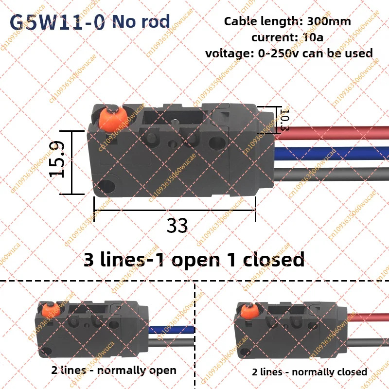 Waterproof Micro Switch G5W11 - Oil & Dust Proof Limit Switch with Wire (1/2/3 Pin NO/NC)