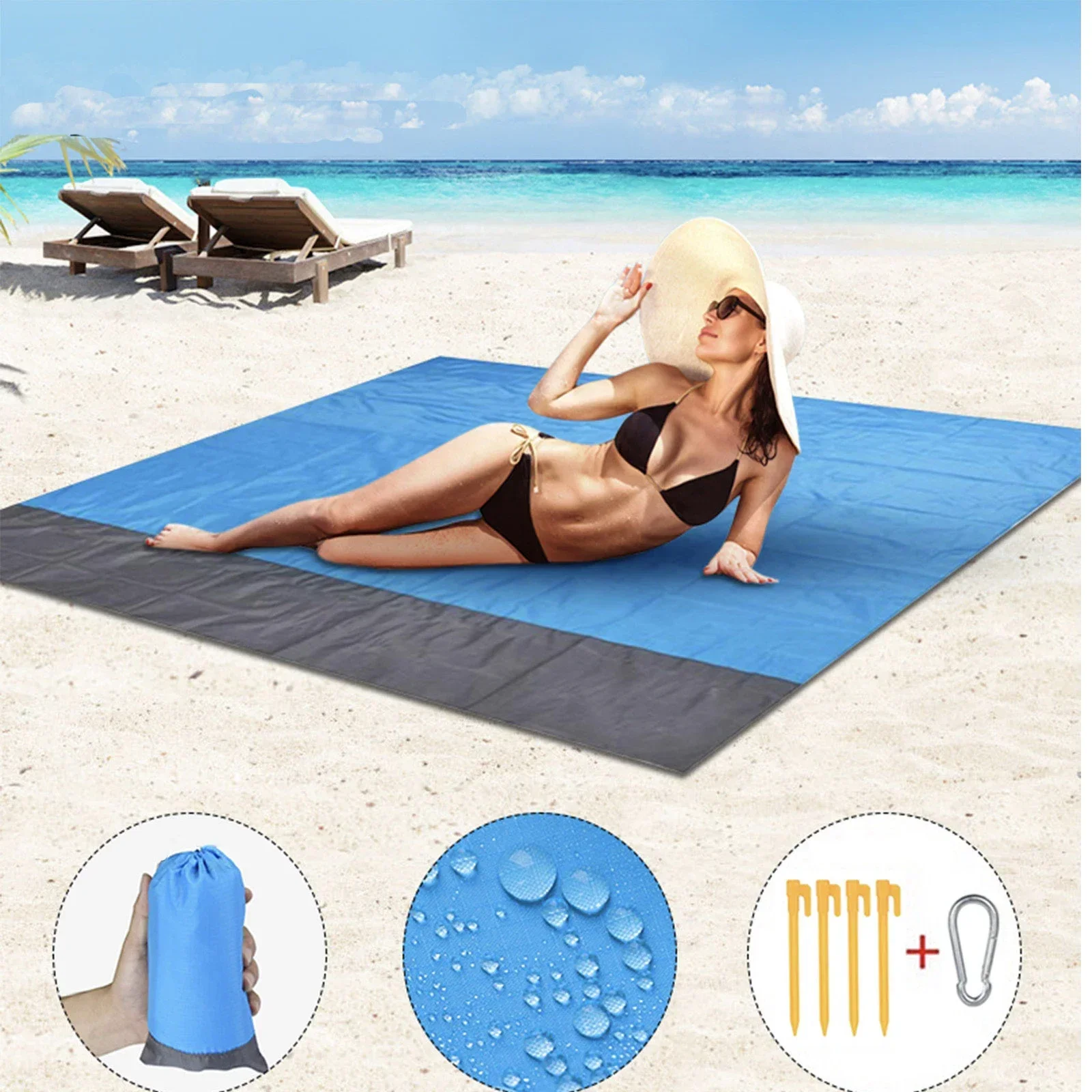 Waterproof Sandbeach Blanket for Camping, Hiking, and Sports - Lightweight and Sandproof