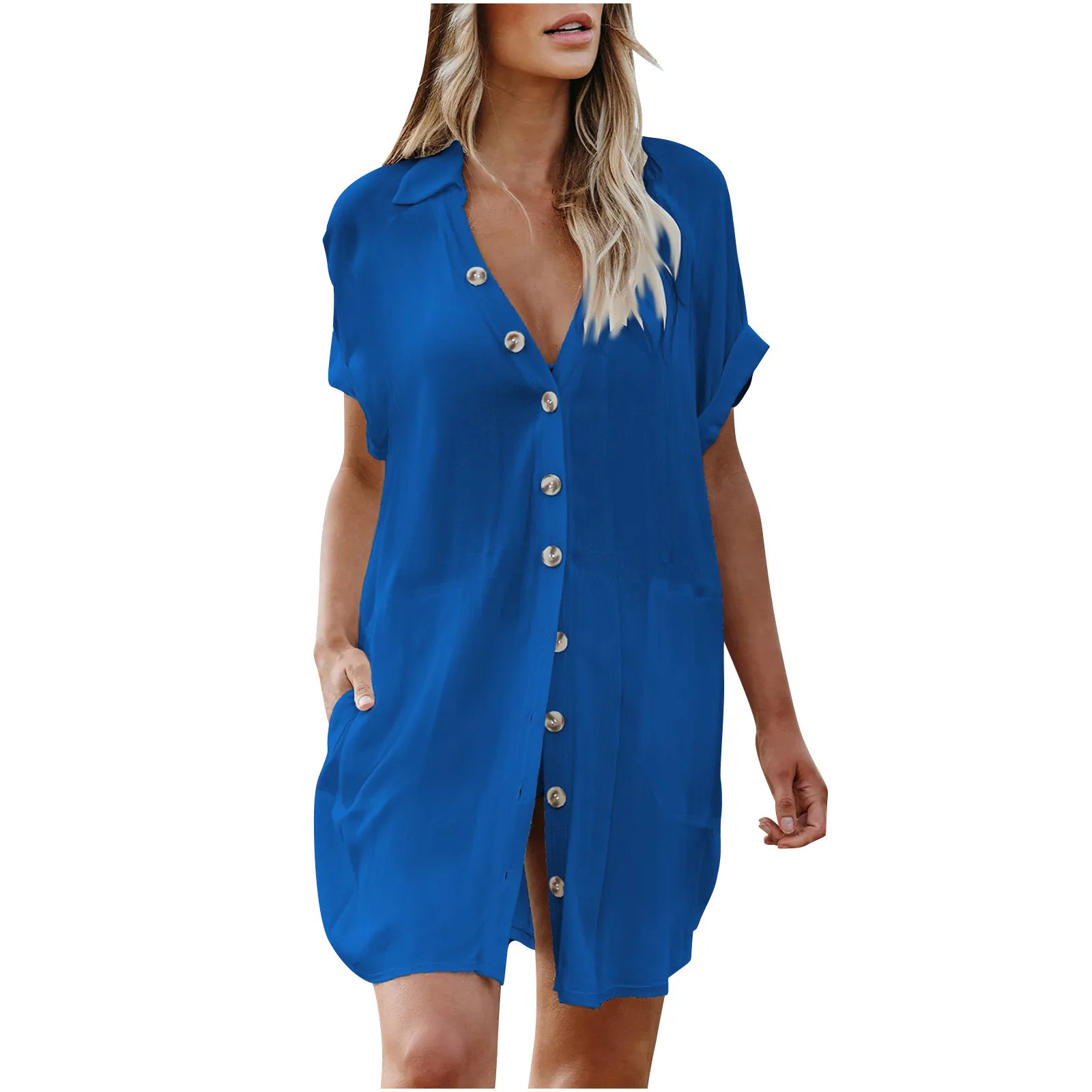 

Women's Fashion Shirt Loose Beach Cardigan Holiday Sunwear Bikini Cover Up Swimwear Outer Cardigan Soft And Comfortable Swimwear
