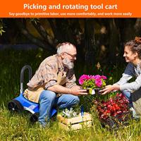 Garden Seat With Wheels Adjustable Garden Cart With Wheels For Planting 360 Degree Swivel Gardening Chair Tool Tray For Outdoor