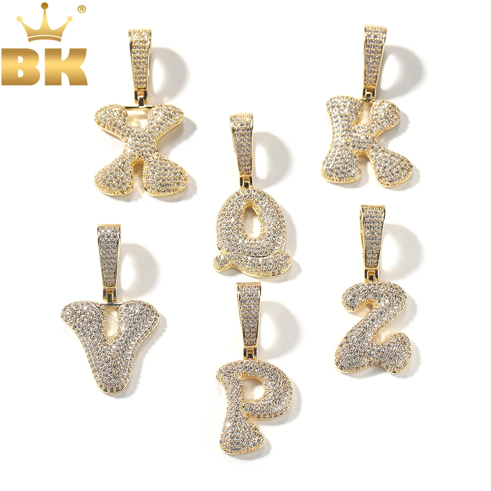 

TBTK Custom Chubby Balloon Letters Name Pendant Necklace Micro Paved Out 5A Cubic Zirconia Chain Hiphop Jewelry