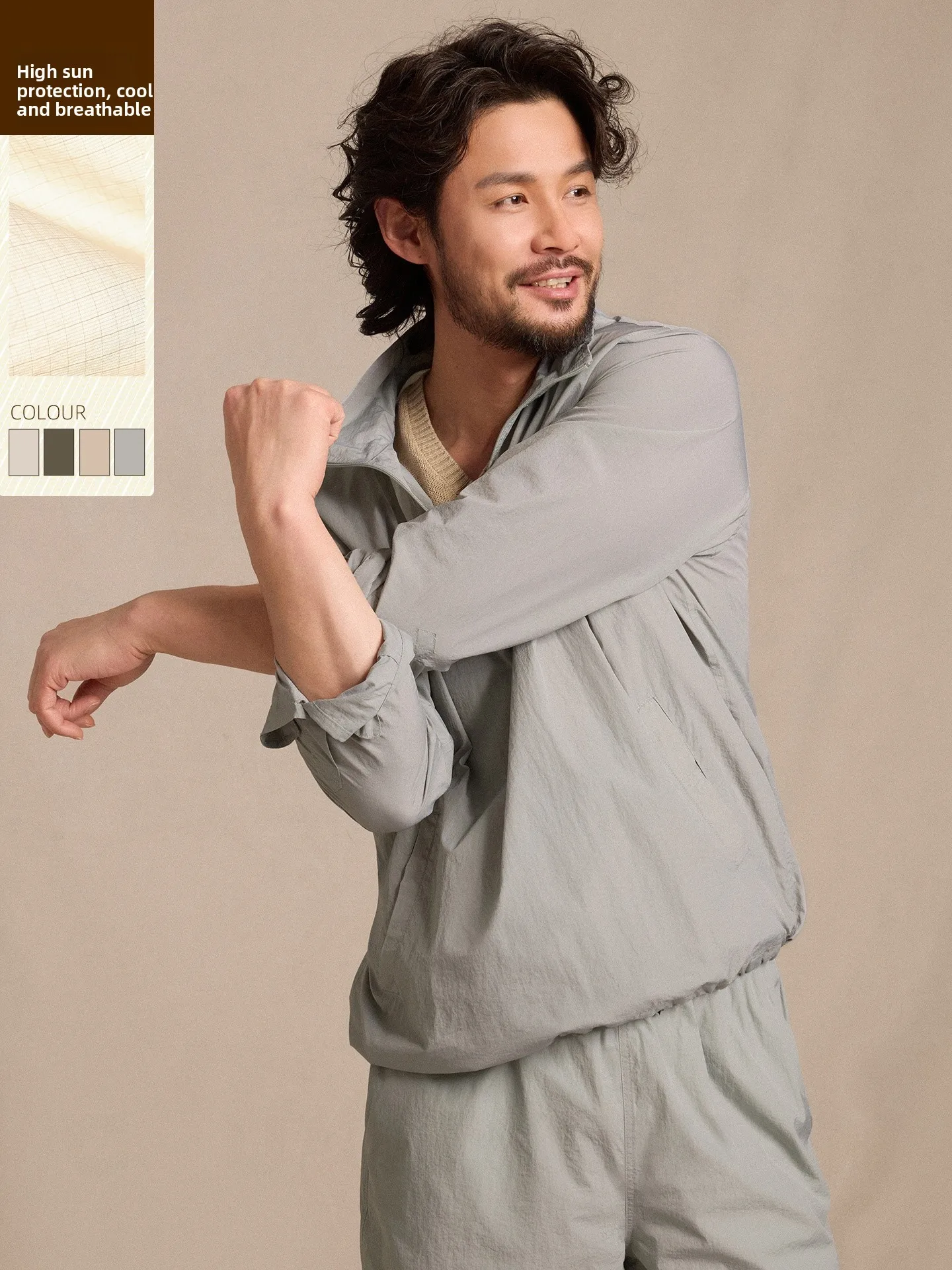 

Мужская толстовка Cultum для активного отдыха с открытым воротником, легкая, дышащая, свободного кроя, с защитой от солнца, на молнии, с длинными рукавами