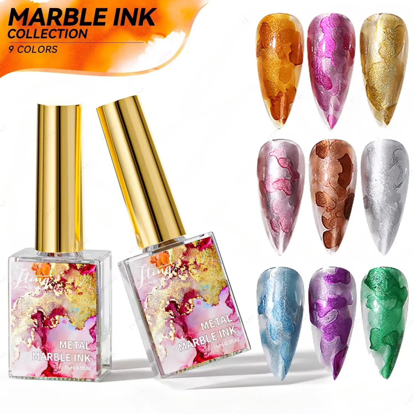 

Metal Watercolor Blooming Nail Polish Ink Nails Art Design Natural Dry Gradient Ink Marble Painting Gel Nail Varnish Decoration