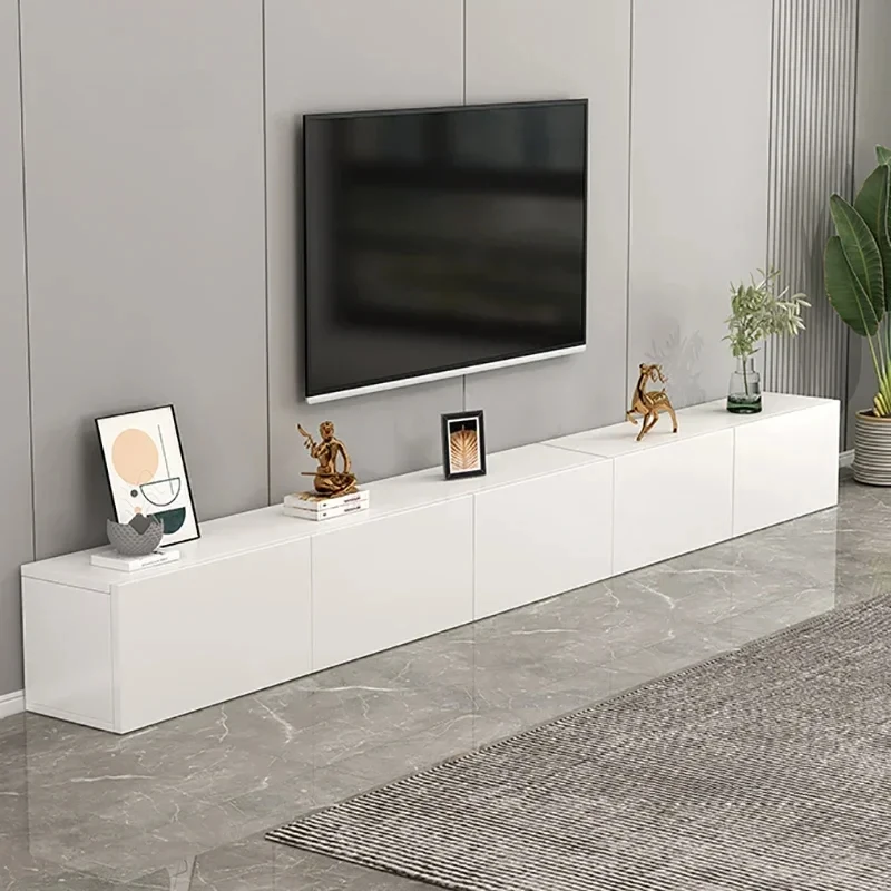 Conjunto de soporte de TV de madera moderno, muebles baratos para sala de estar con estanterías, gabinetes de almacenamiento pequeños para el hogar, café montado en la pared