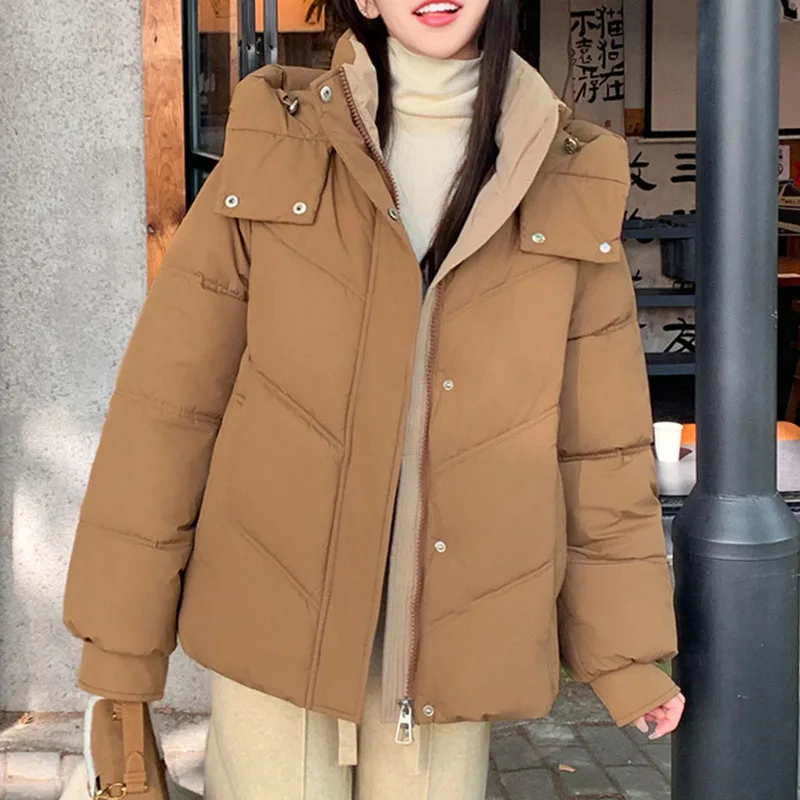 

Korean hooded parkas women Puffy jackets cotton padded coat female thicken outwears women winter jacket