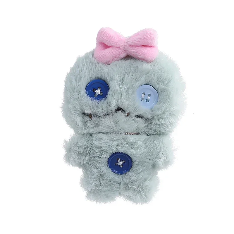 카툰 플러시 리본 인형 장난감 키체인 가방 펜던트 버튼 포함 DIY 선물 키체인 펜던트 귀여운 달콤한 플러시 인형 장식품