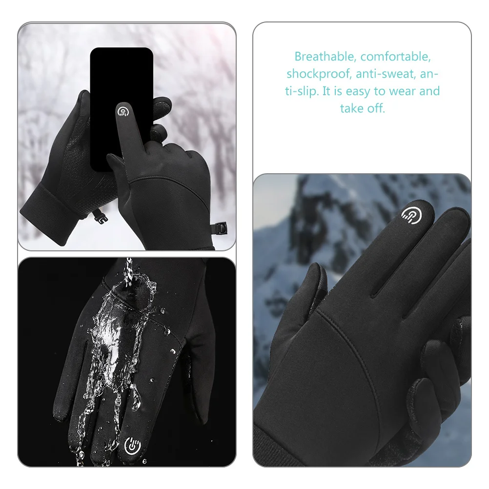 

1Pair Mens Thermal Gloves with Touchscreen Fingers Warm Breathable Cycling Running Anti-Slip Outdoor Sports Gloves for Winter