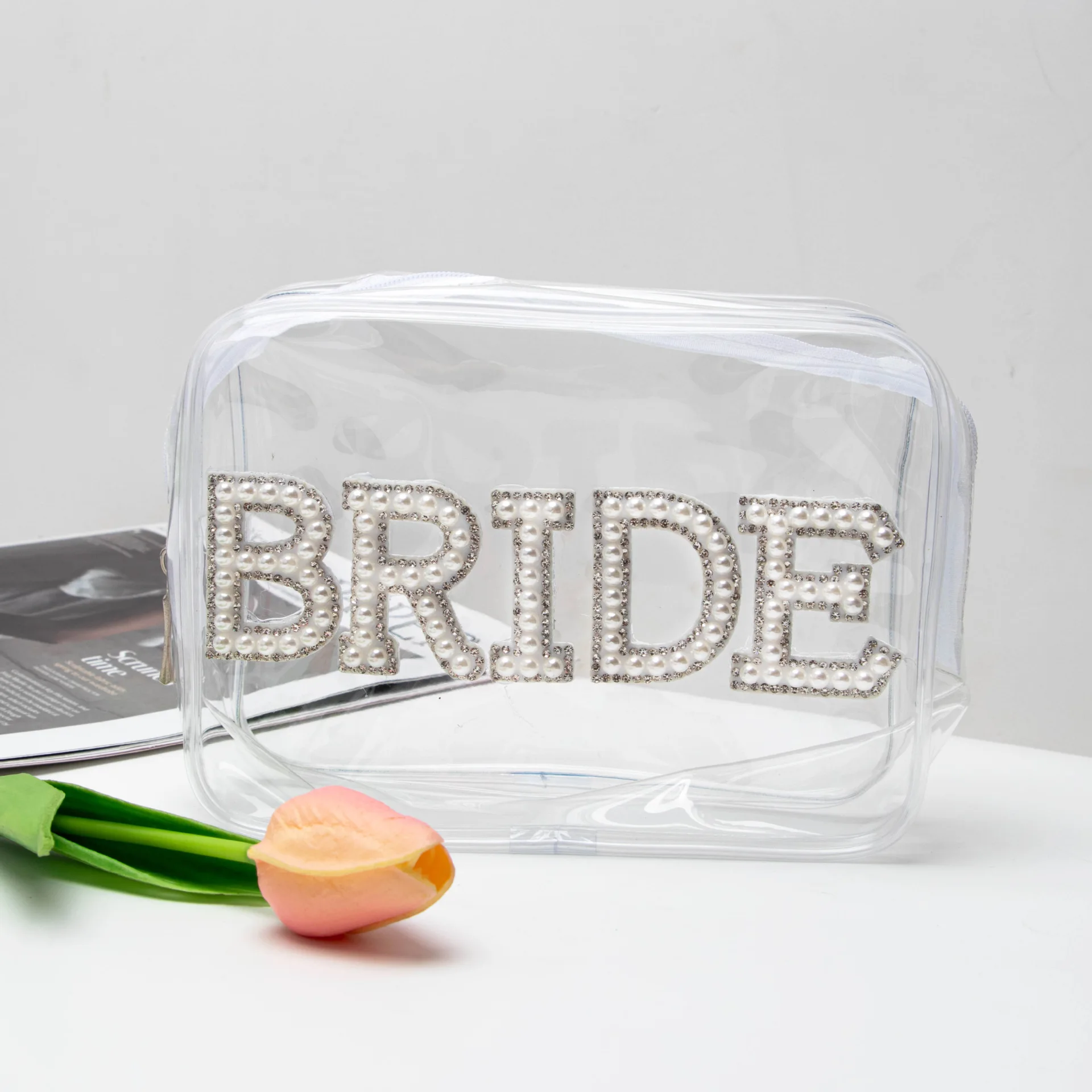 Bride Makeup Bag Travel Wedding Cosmetics Storage Bag Creative Bridesmaid Gift Storage Bag