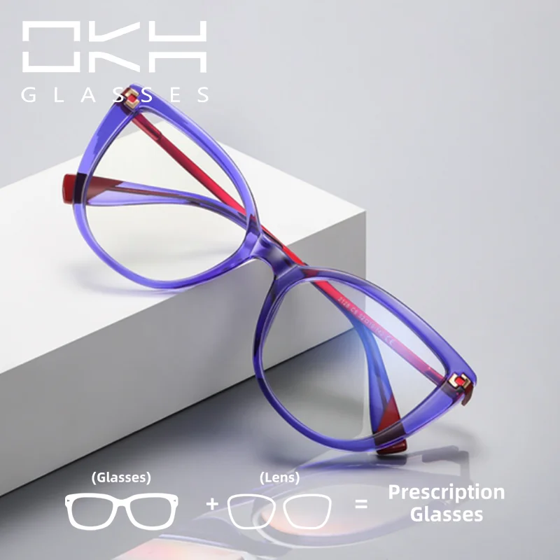 

OKH компьютерные очки для чтения в форме кошачьего глаза, анти-синий свет, очки по рецепту, украшение для близорукости