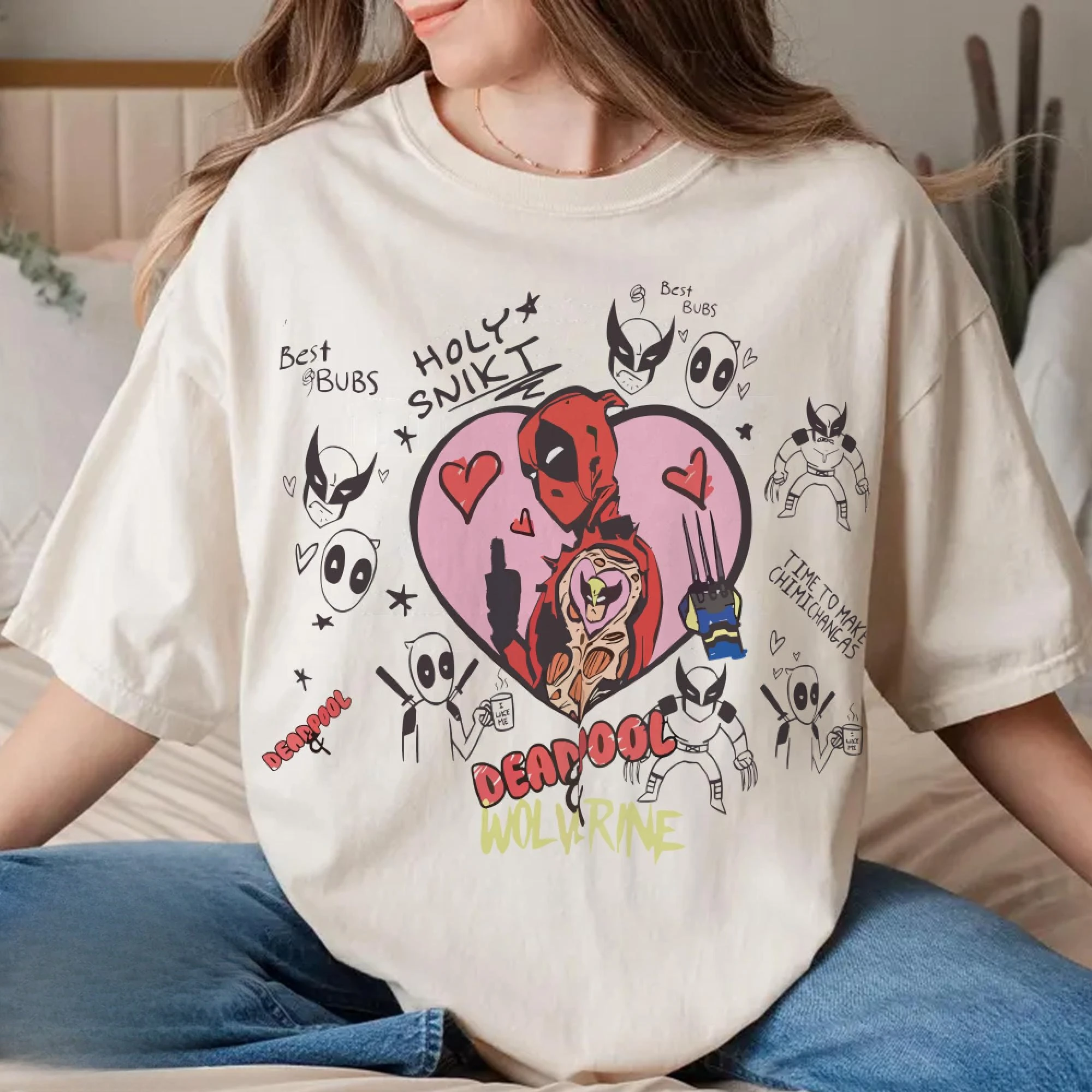 Retro marvel x-men deadpool e wolverine histórias em quadrinhos camisa wolverine logan t mcu fã marvel bestie camisa