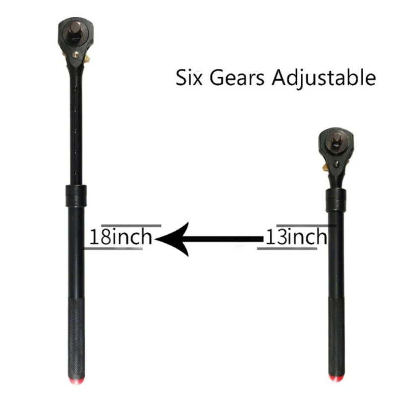 1/2In. and 3/8In. Drive Dual Head Ratchet Handle with Hammer Function Telescopic Extendable Ratchet Handle