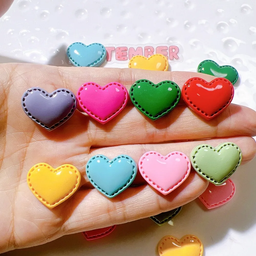 10pcs Mini Kawaii Cute Fake Stitch Heart Flat Back Cabochons Scrapbook Diy Party Hairpin Accessories Home Decoration Craft