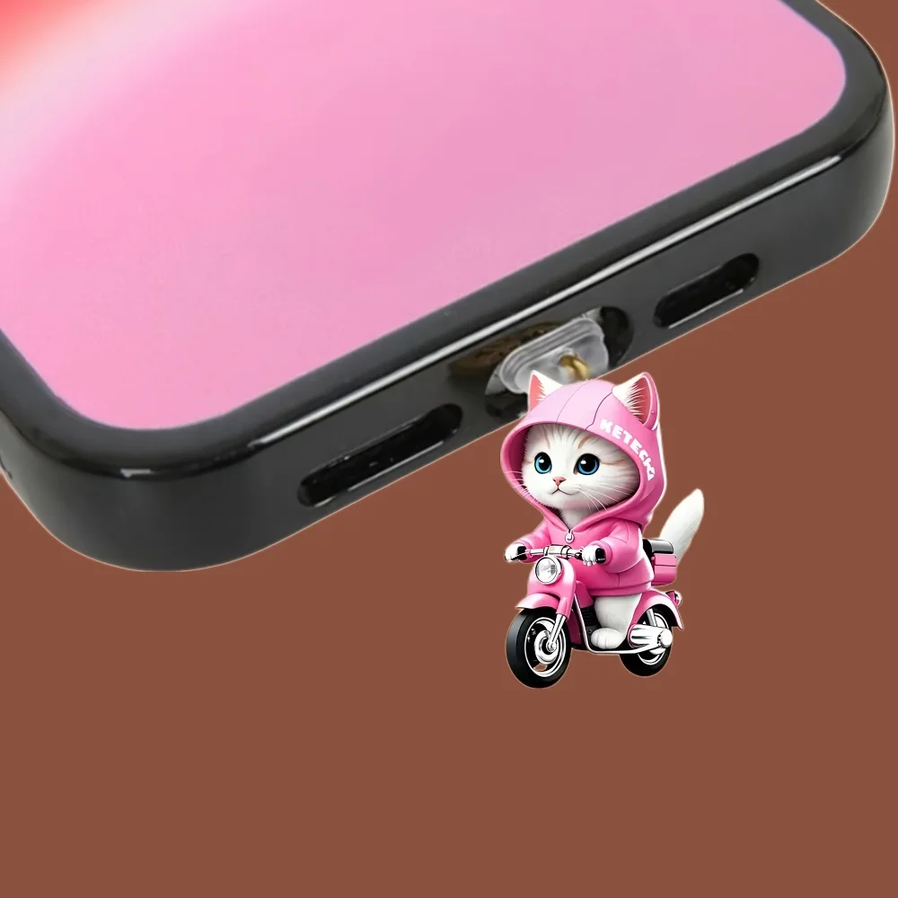 การ์ตูนปลั๊กฝุ่นสีชมพู Type-C ปลั๊กฝุ่นอะคริลิคจี้โทรศัพท์การ์ตูน Iphone Connector ปลั๊กฝุ่นสําหรับของขวัญ Samsung Personal Use