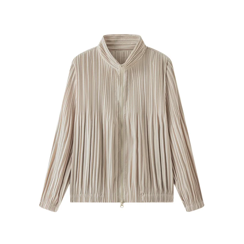 

Miyayaki Style Niche Design Pleated Jacket Top for Women's Spring and Autumn New High-end Loose Large-size Zipper Jacket