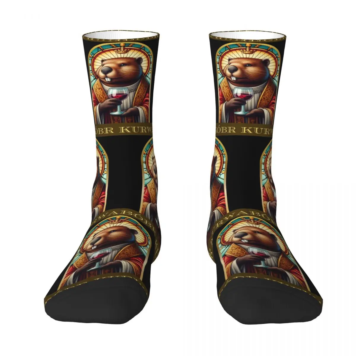 Happy Funny Men\'s Socks Harajuku Saint Bobr Kurwa Beaver Bober Sock Polyester Skateboard Women Socks Spring Summer Autumn Winter