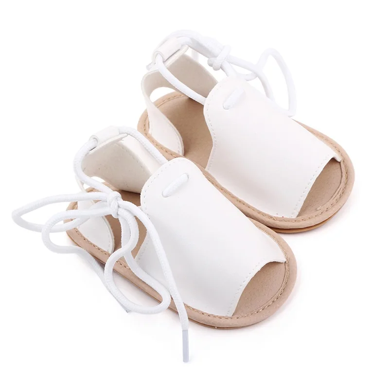 Baby Girl Boy Summer Sandals Anti-slip Soft Rubber Sole Solid Color Strappy Shoes for Outdoor School Party