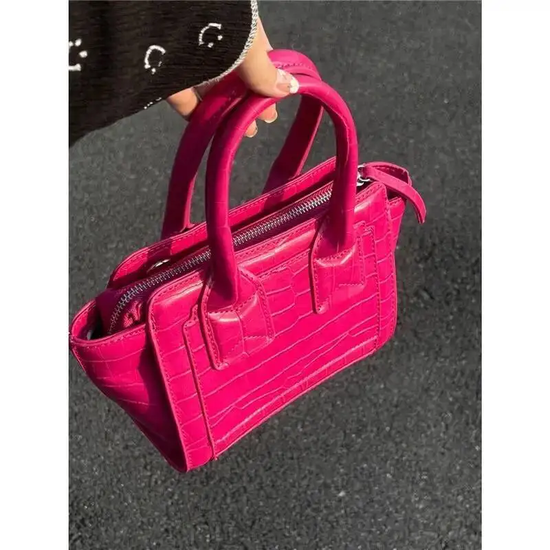 Bloom Crocodile Pattern Bucket Women 2023 Haruku Handle Casual Crossbody Bags Female Vintage Pink Y2k Hand Bag Aesthetic