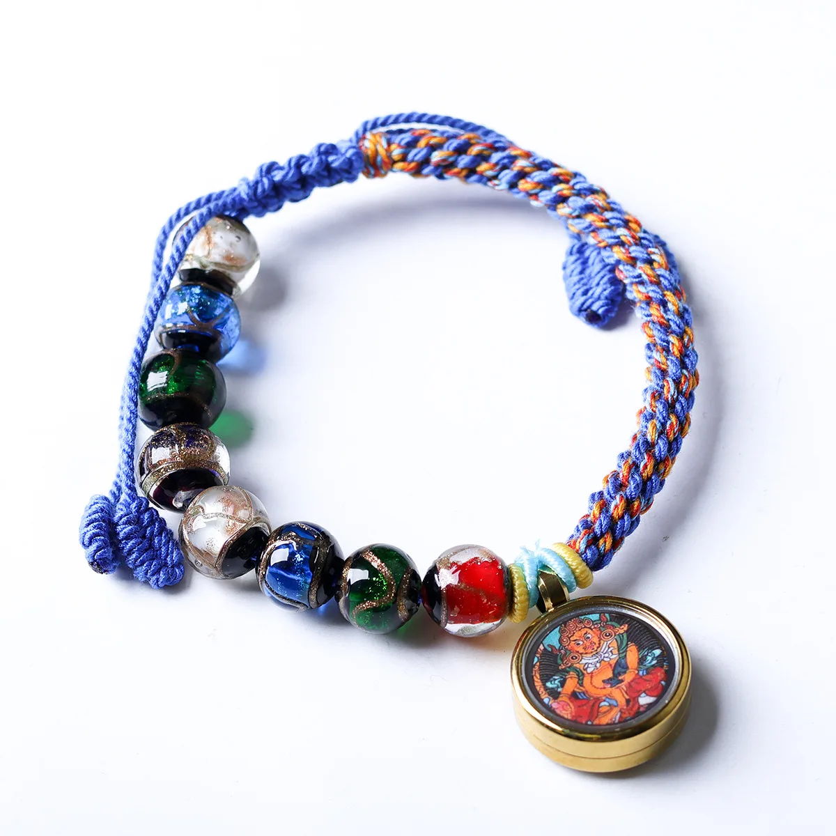 2026 Incense Ash Glaze Bracelet with Yellow God of Wealth Thangka Charm Handwoven Spiritual Jewelry Gifts