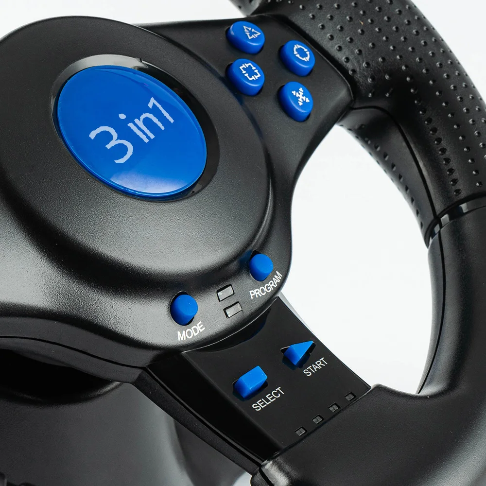 4 In1 Wired Steering Wheel for PS3,PS2 & PC with Pedals and Shift Joystick, Built-in Dual Motors, 180 Degrees Racing Wheel - view 5