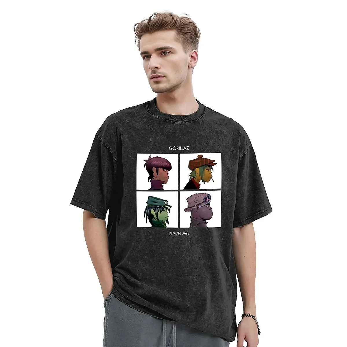 

Music Band Gorillaz Demon Days T-Shirt Summer Y2K Retro T Shirts 2024 Simple Fashion Tee Shirt For Man Short Sleeves Tees