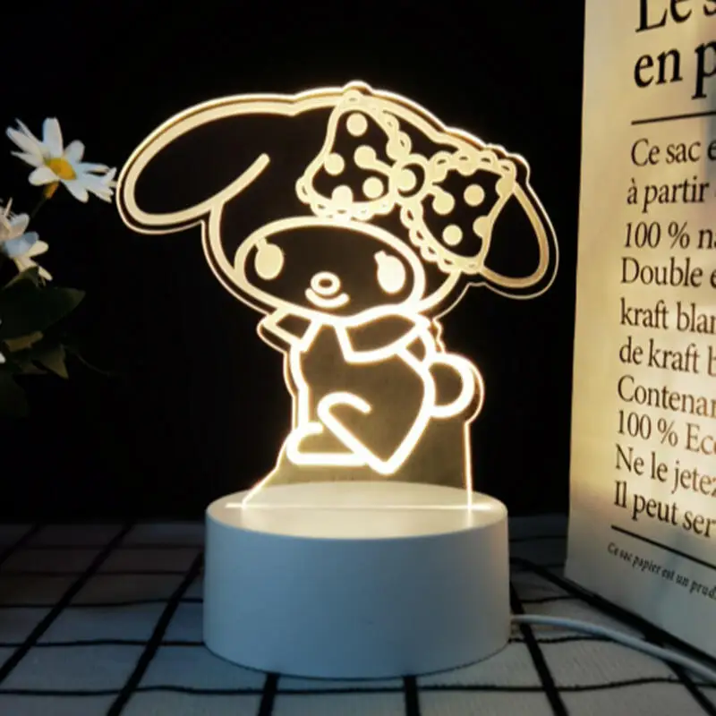 Sanrio Hello Kitty 3D Night Light Kawaii Anime Fashion Colorful Atmosphere Desk Lamp Desktop Small Ornament Study Lamp New Style