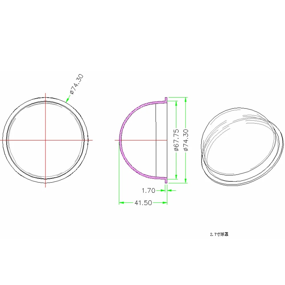 2.9 Inch Acrylic Indoor / Outdoor CCTV Replacement Clear Camera Dome Housing  HD transparent Dome Cover