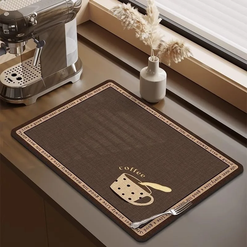 American-style Retro Coffee Cup Heat Insulation Pad Kitchen Absorbent Pad Anti-slip Drainage Plate Drying Pad Tableware Mat