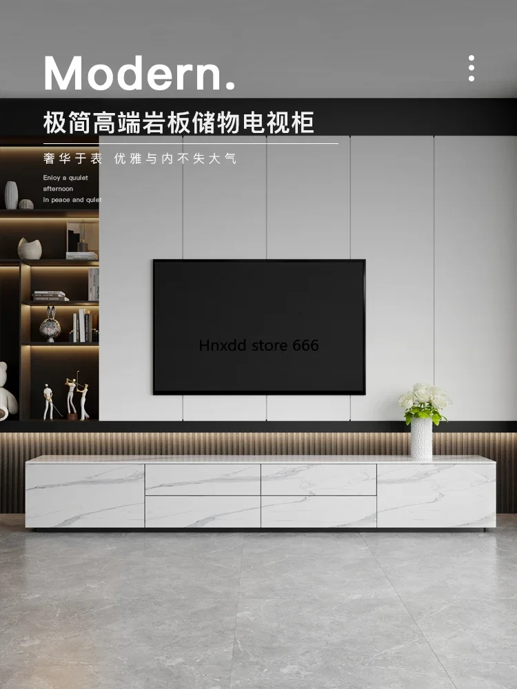 Slate TV cabinet simple living room simulation flame electronic fireplace integrated solid wood high floor cabinet