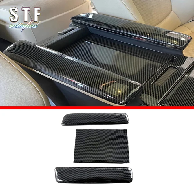 Carbon Fiber Style Armrest Box Handle Cover Trim For Toyota Sienna (XL40) 2021 2022 Car Accessories Stickers