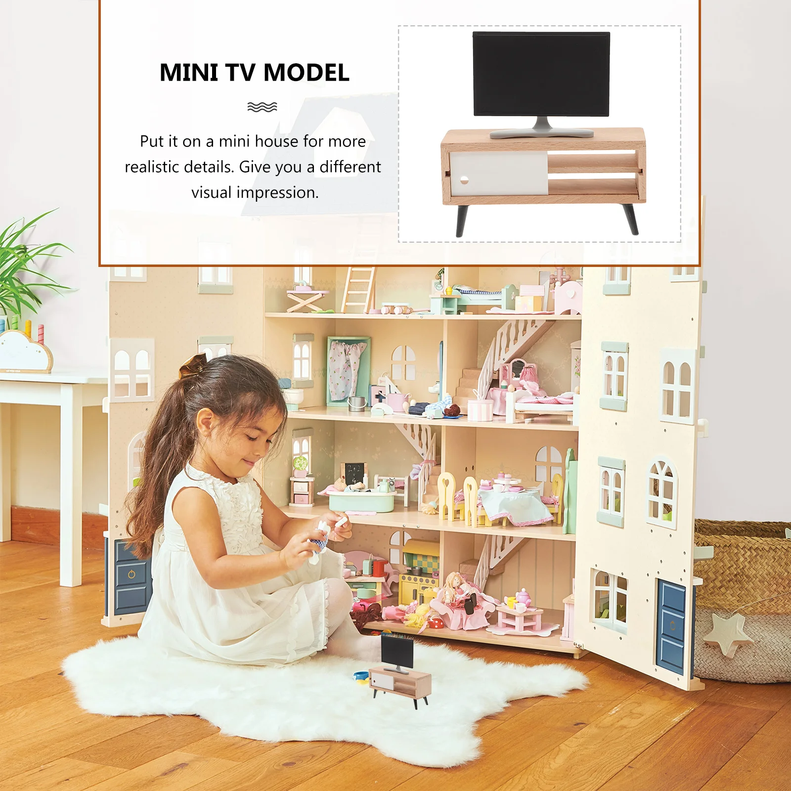 Mini Accessoires voor Meisjes Meubels Decor Televisie Model Pretend Accessoire Houten Spelen Speelgoed Cadeau Kinderen Kind Layout Prop