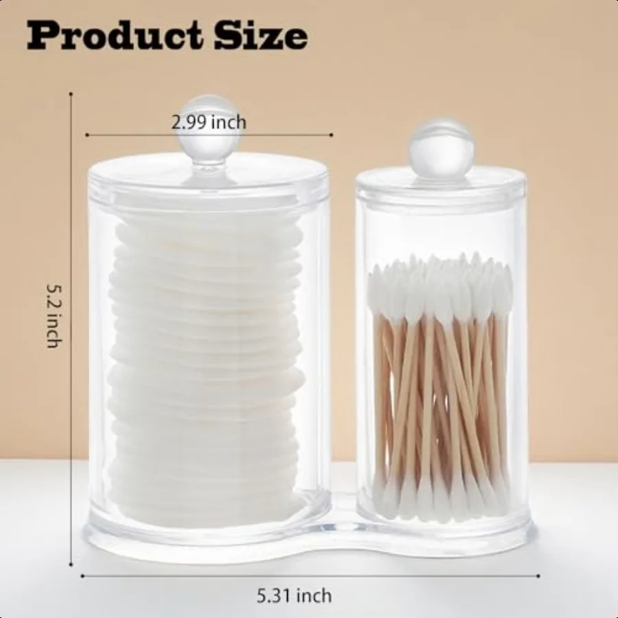 Porta Qtip Contenitore rotondo trasparente Porta batuffoli di cotone con coperchio Porta pennelli per trucco Organizzatore da bagno Organizzatore in acrilico fo