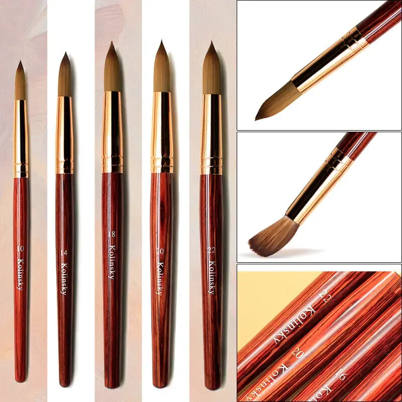 TIANMI Wood Handle Nail Brush Quality Kolinsky Hair Nail Art Brush Gel Nail Polish Builder Tools Manicure Drawing Paiting Pens