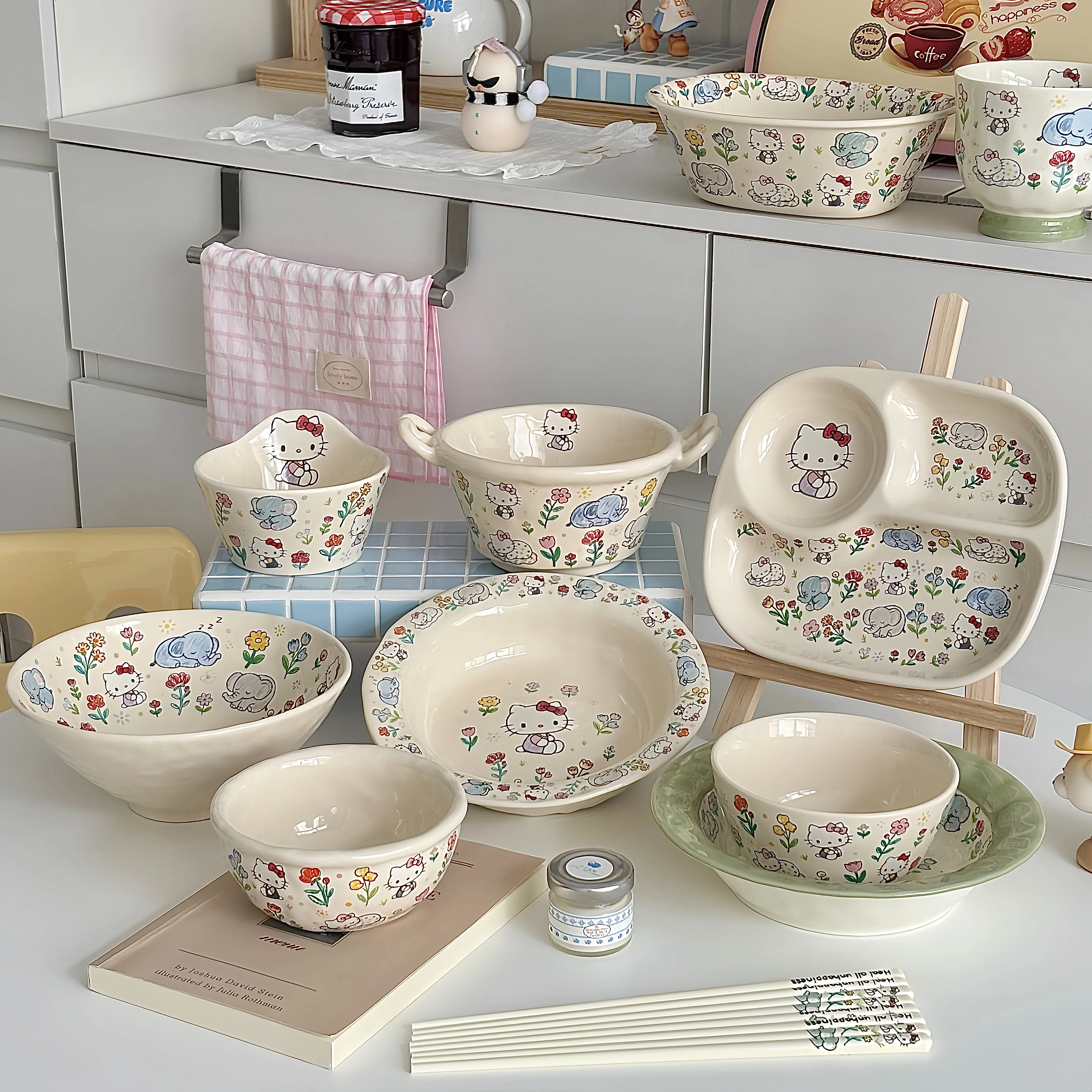 Cute Hellokitty Ceramic Tableware Set
