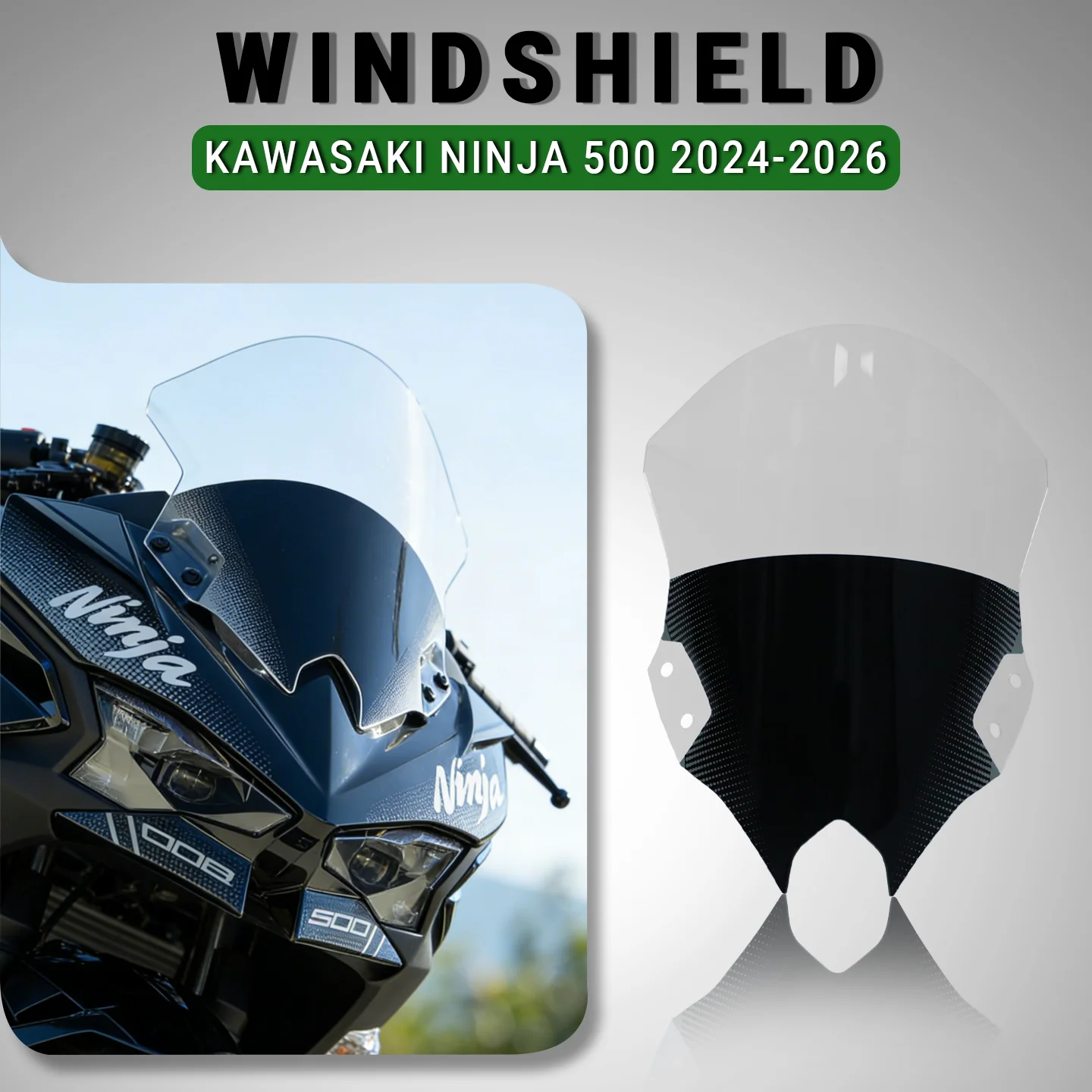 Ninja500 Windshield For Kawasaki Ninja 500 Ninja 500SE Motorcycle Front Windshield Double Bubble Wind Deflector Screen 2024 2025