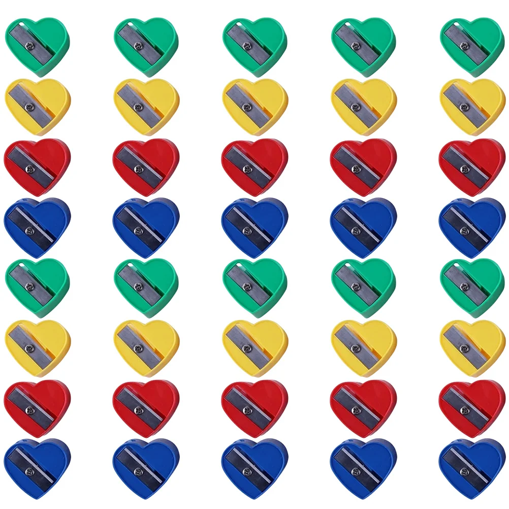 

40pcs Heart Shaped Pencil Sharpener Cartoon Mini Manual Sharpeners for Kids School Office Bulk Stationery ABS Metal Reusable