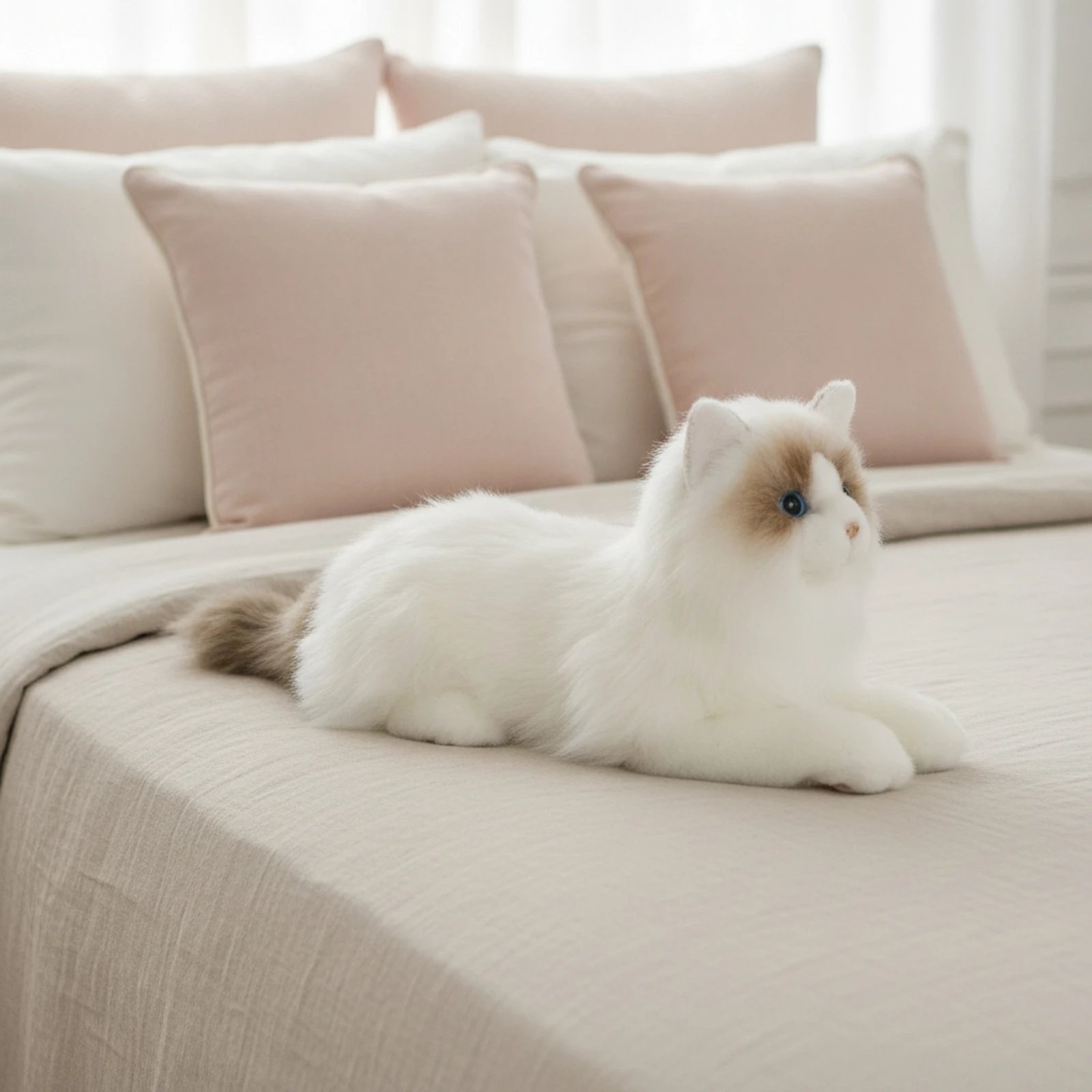 Cat Stuffed Toy Realistic Stuffed Cat Lifelike Soft for Children, Bed, Sofa
