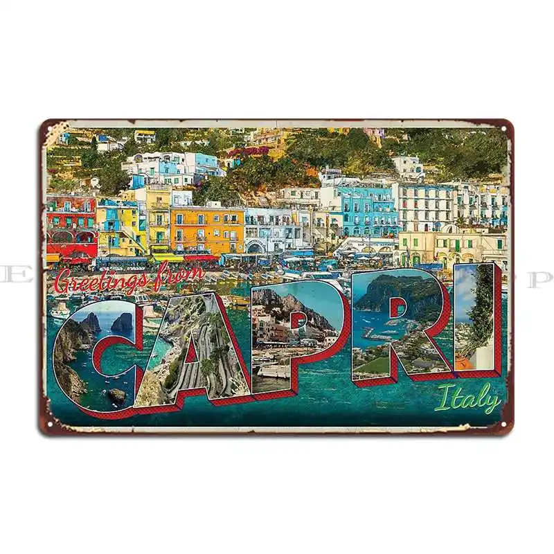 Greetings From Capri In Italy Vintage Style Retro Souvenir Metal Plaque Poster Plaques Decoration Create Tin Sign Poster