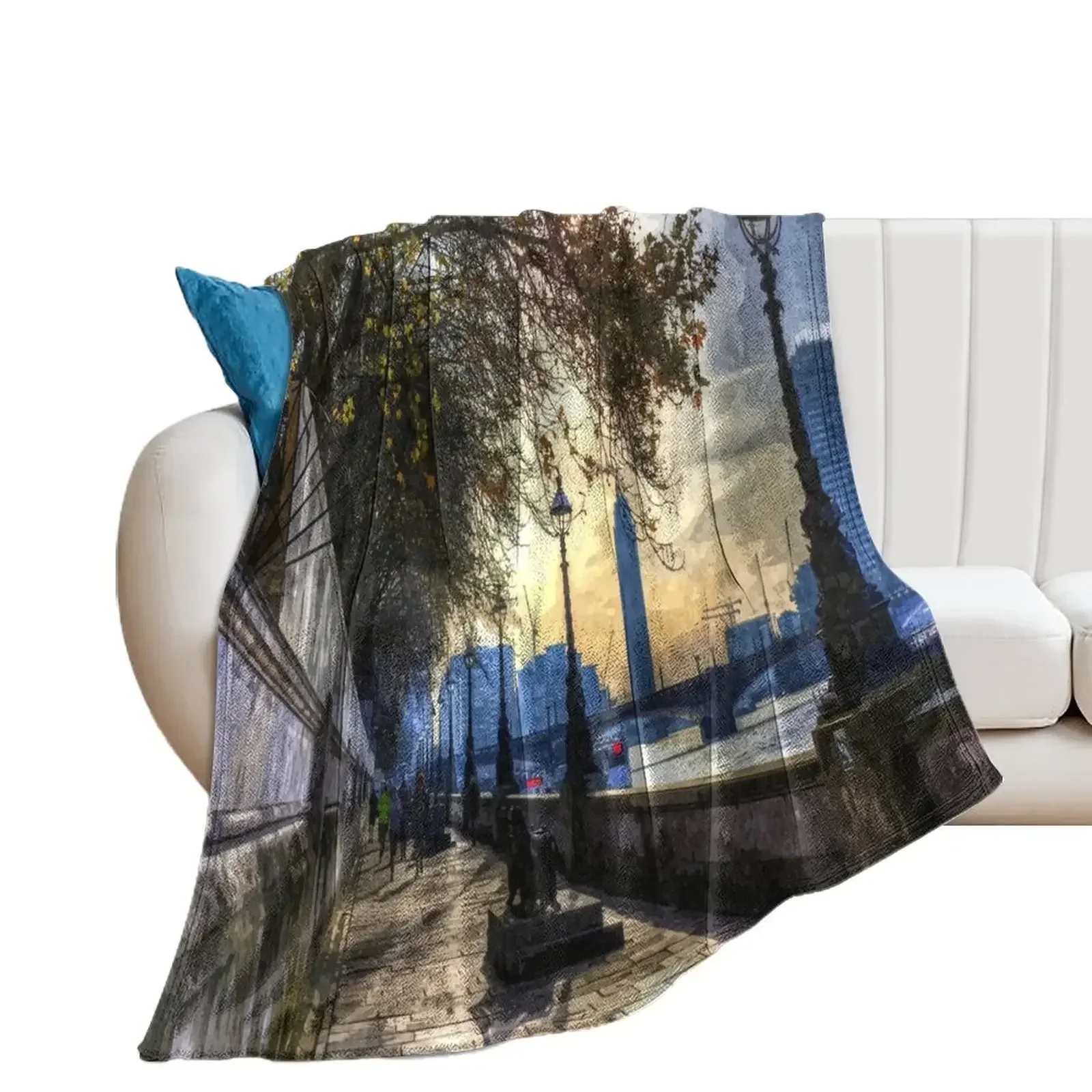 River Thames Path Art Throw Blanket Sofa Throw blankets ands valentine gift ideas Blankets