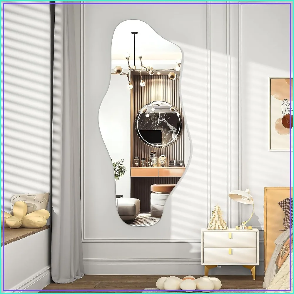 

48x22 Asymmetrical Frameless Wall Mirror, Modern Decorative Mirror for Living Room, Hallway, Bedroom