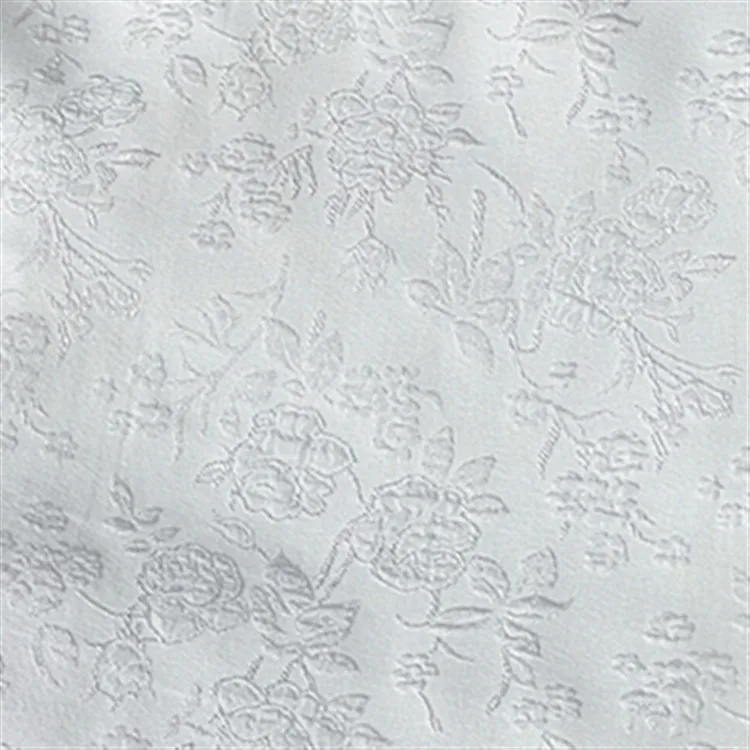 Stretch Embossed Jacquard Fabric By The Meter for Dresses Skirts Hanfu clothes Sewing Three-dimensional Rose Pattern Cloth White