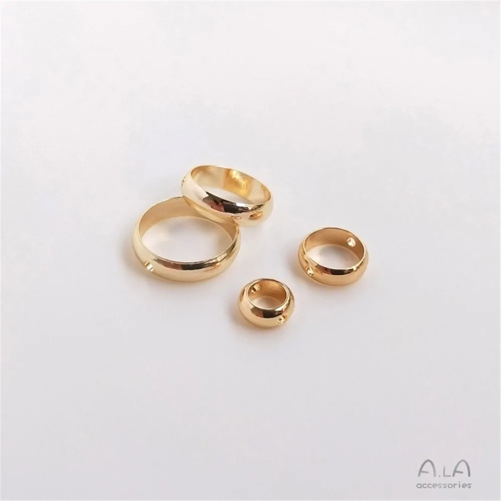 14K Gold-plated Beads Round Beads Handmade Diy String Jewelry Accessories Bracelet Material Bead Ring K059