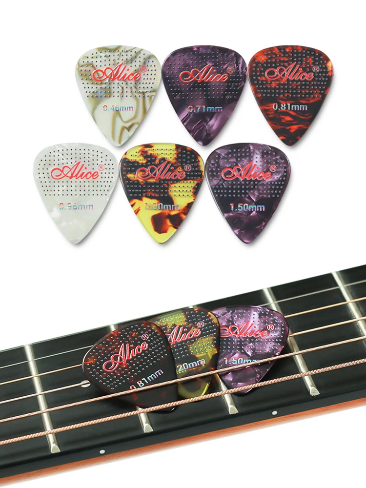 Alice Celluloid Guitar Picks AWR -6A Color Random Anti-slip Touch Granules 0.46/0.71/0.81/0.96/1.20/1.50mm