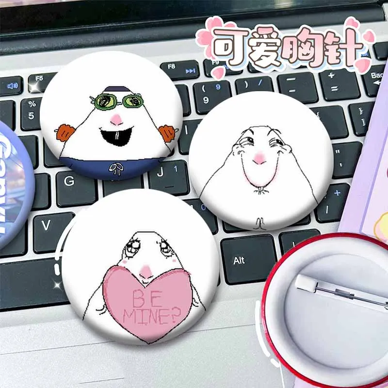 Creative Funny Hamster Meme Enamel Pins Cute Cartoon Animal Badges Handmade Round Brooch for Clothes Backpack Accessories Gifts
