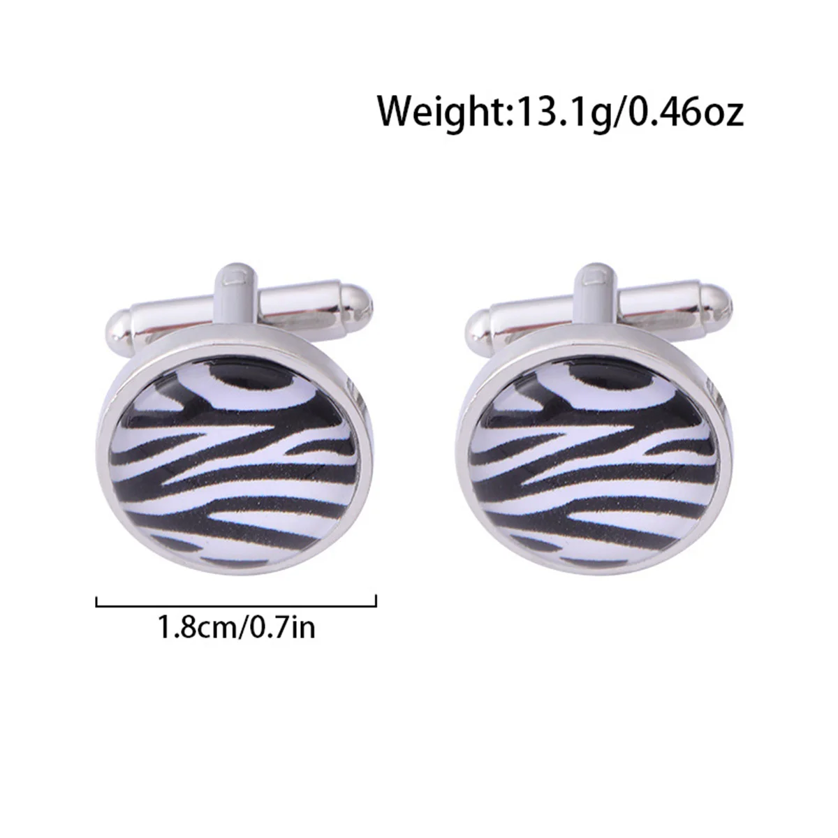 1 Pair Zebra Stripe Circular Cufflinks Creative French Men's Shirt Wedding Cufflinks DIY Party Banquet Jewelry Boyfriend Gift