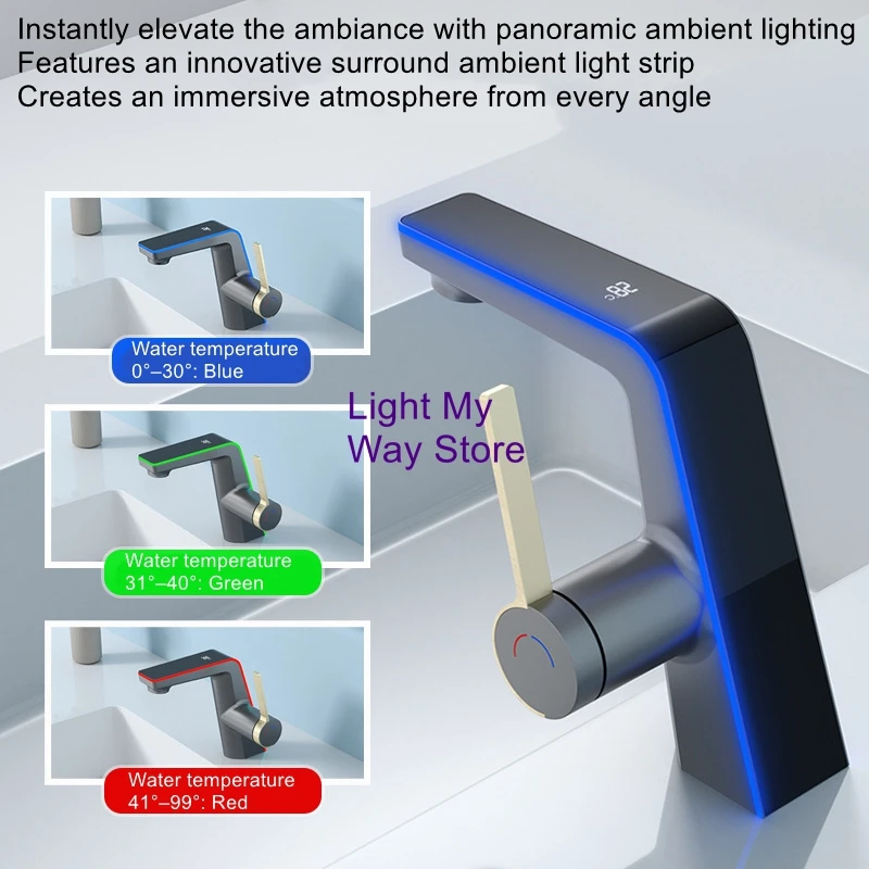 

Цифровой смеситель с дисплеем температуры воды и подсветкой для горячей и холодной воды, для ванных комнат и домашнего использования