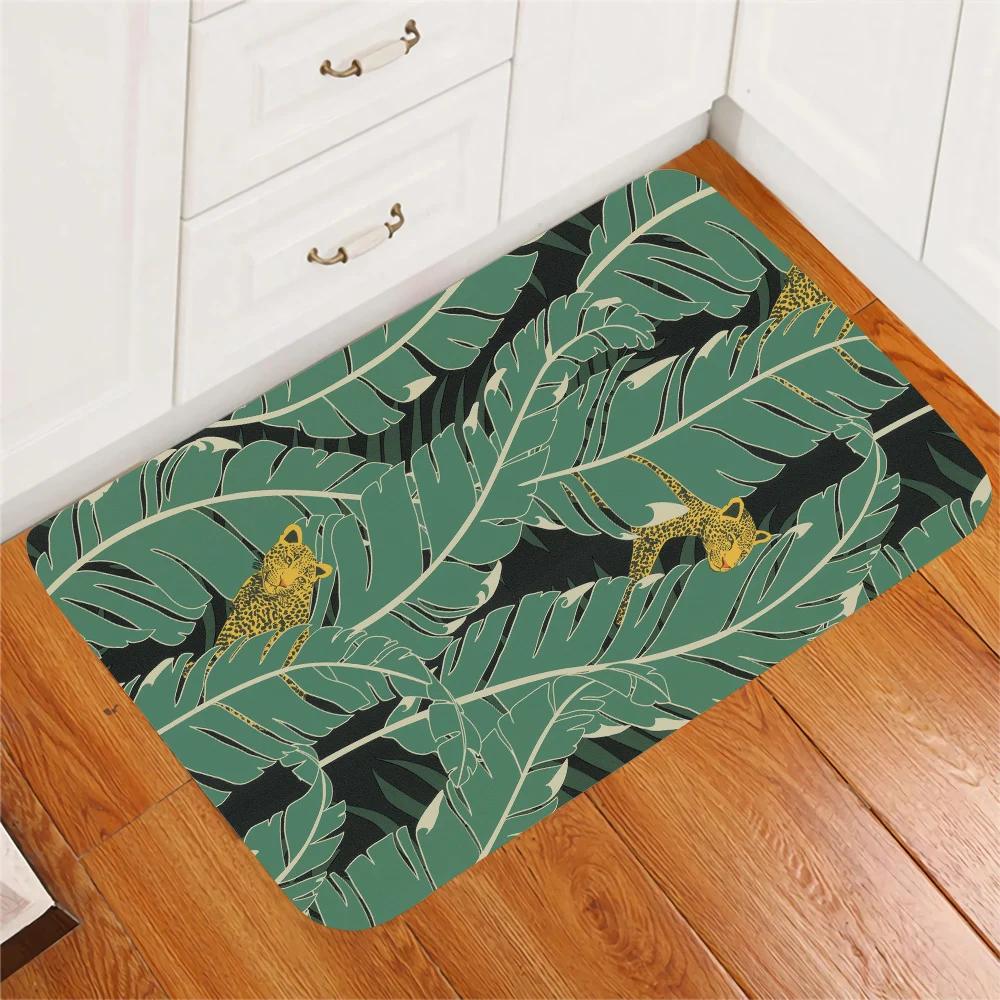 CLOOCL Trendy Carpet Rainforest Giant Leaves Graphic 3D Print Non-slip Carpet Stylish Modern Nordic Plush Rug Floor Mats