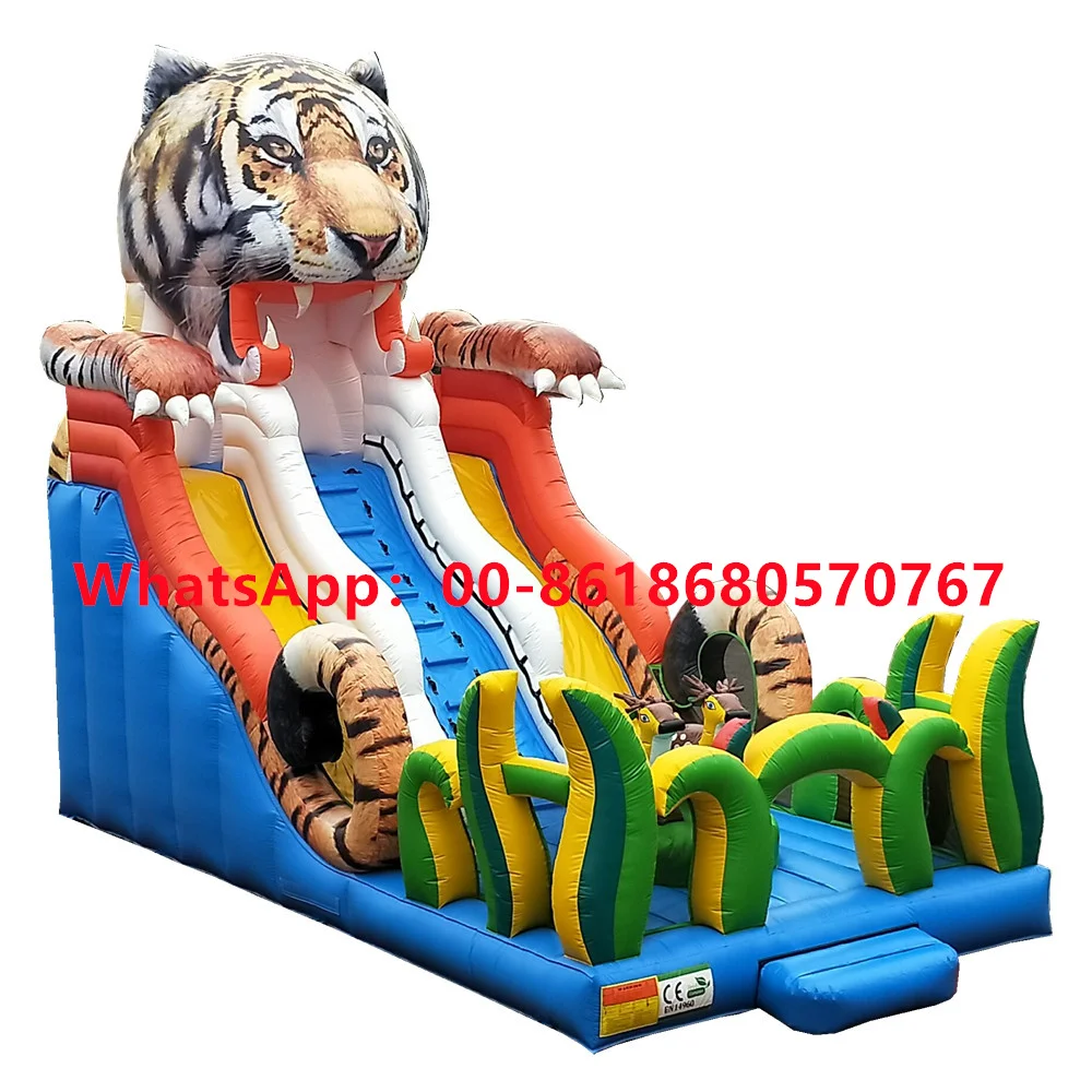 Summer hot-selling commercial large tiger inflatable trailetic castle slide YLY-032